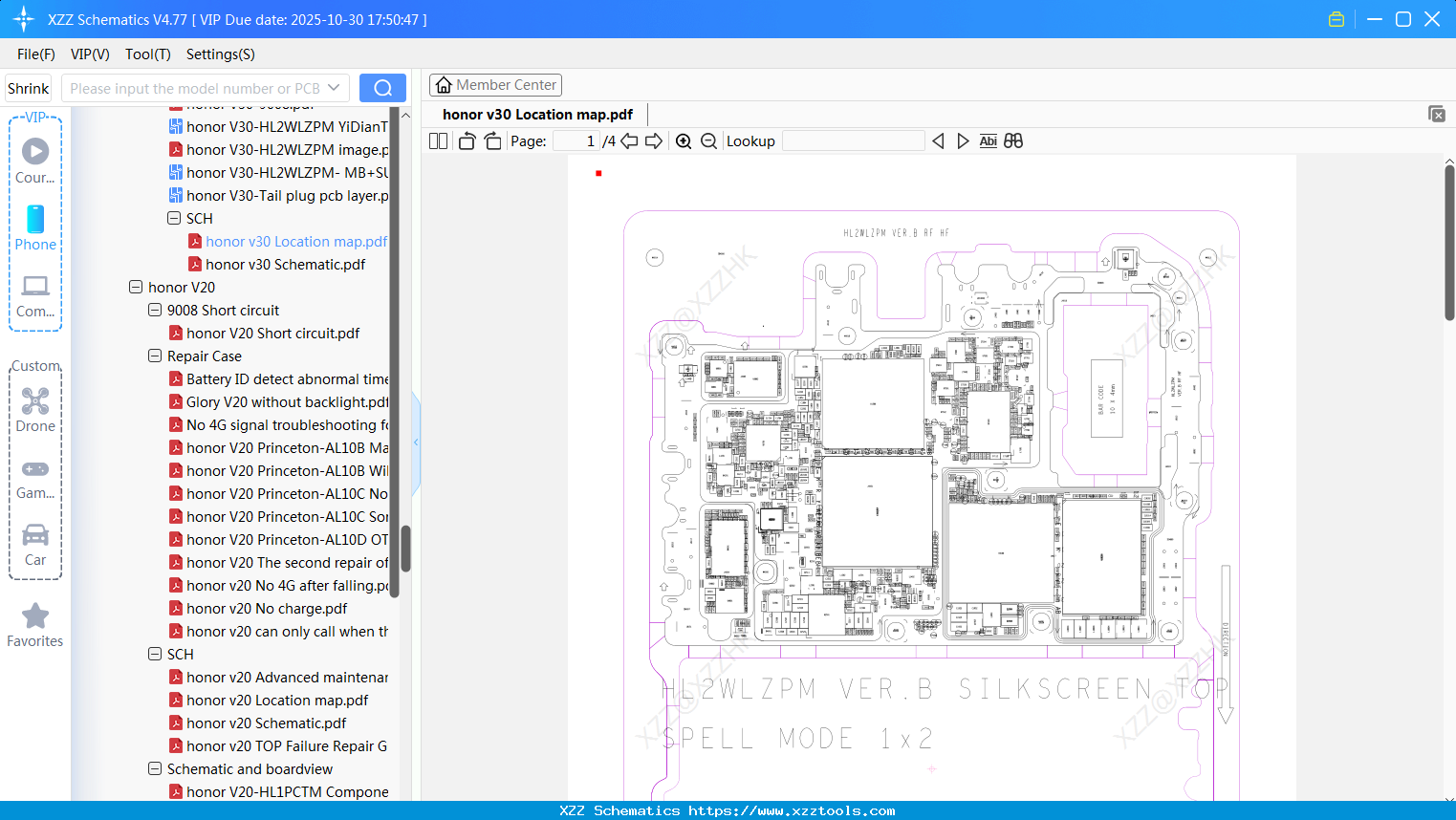 Honor V30 Location Map
